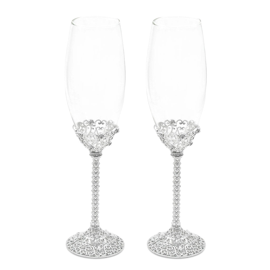 Champange Flutes - Crystal & Heart ACCESSORIES at World Of Decor NZ
