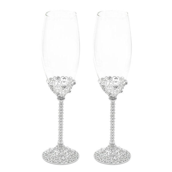 Champange Flutes - Crystal & Heart ACCESSORIES at World Of Decor NZ