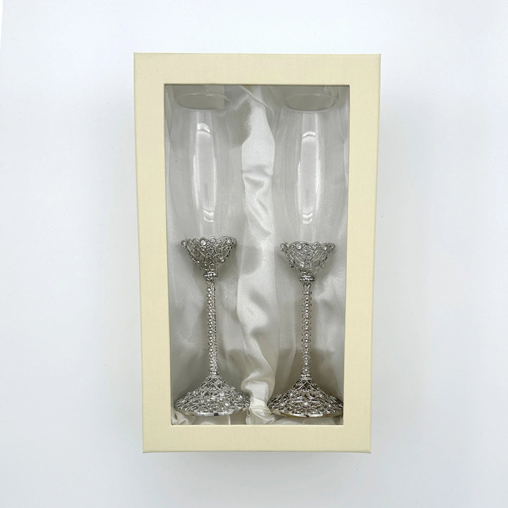 Champange Flutes - Crystal & Heart ACCESSORIES at World Of Decor NZ