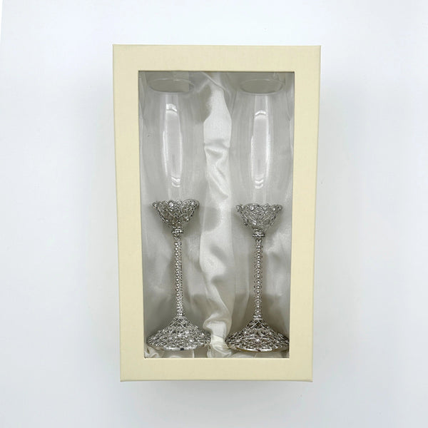 Champange Flutes - Crystal & Heart ACCESSORIES at World Of Decor NZ