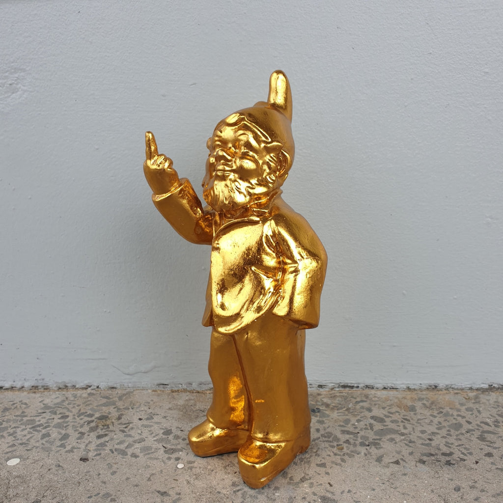 Cheeky Gnome Statue - Gold Poly Resin Figurines & Animals at World Of Decor NZ