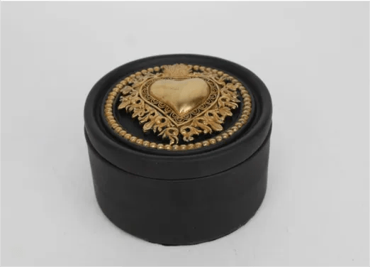 Deco Box W Heart Round 12cm ACCESSORIES at World Of Decor NZ