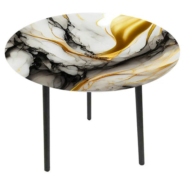 Glass Top Side Table - Marble SIDE TABLE at World Of Decor NZ