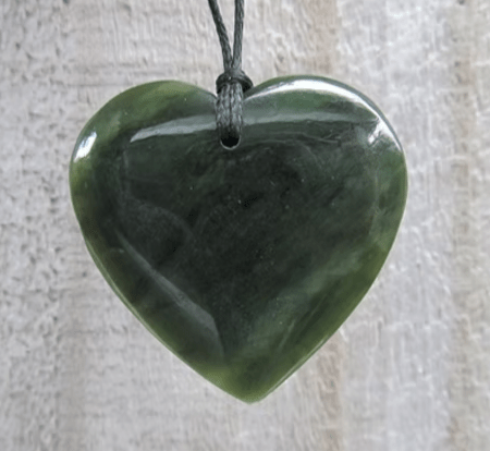 NZ Green Stone - Heart 40mm KIWIANA at World Of Decor NZ