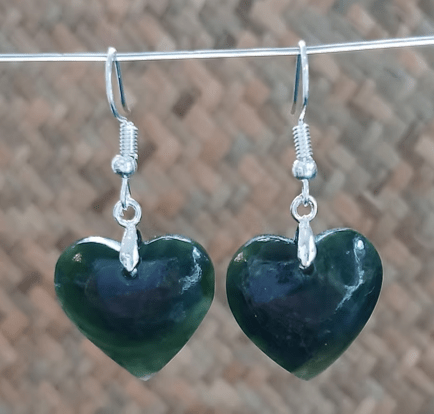 NZ Green Stone - Heart Drop Earring 20mm KIWIANA at World Of Decor NZ