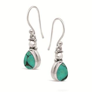 Turquoise Stone Earring 3cm Drop String Silver at World Of Decor NZ