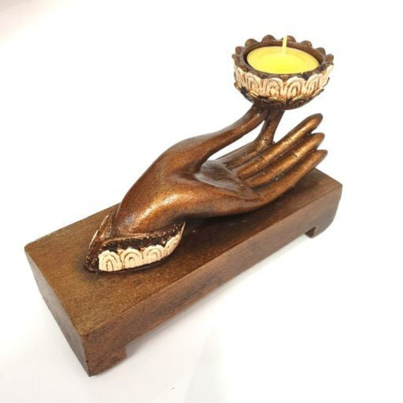 Hand Tealight Holder Cream Candle,Tealight & Incense Holders at World Of Decor NZ