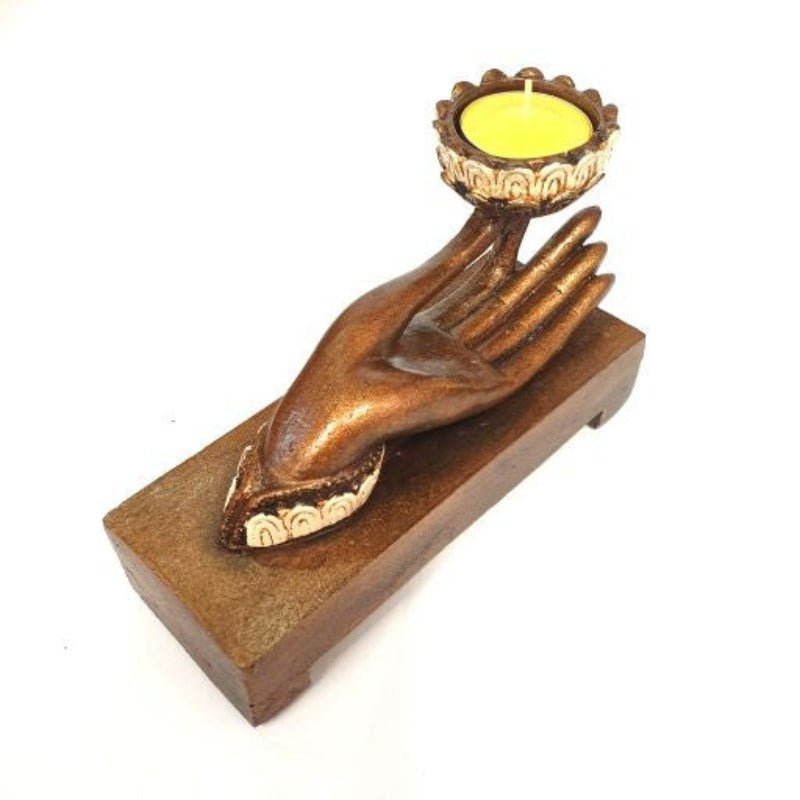 Hand Tealight Holder Cream Candle,Tealight & Incense Holders at World Of Decor NZ