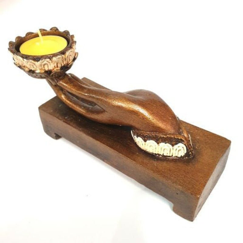 Hand Tealight Holder Cream Candle,Tealight & Incense Holders at World Of Decor NZ