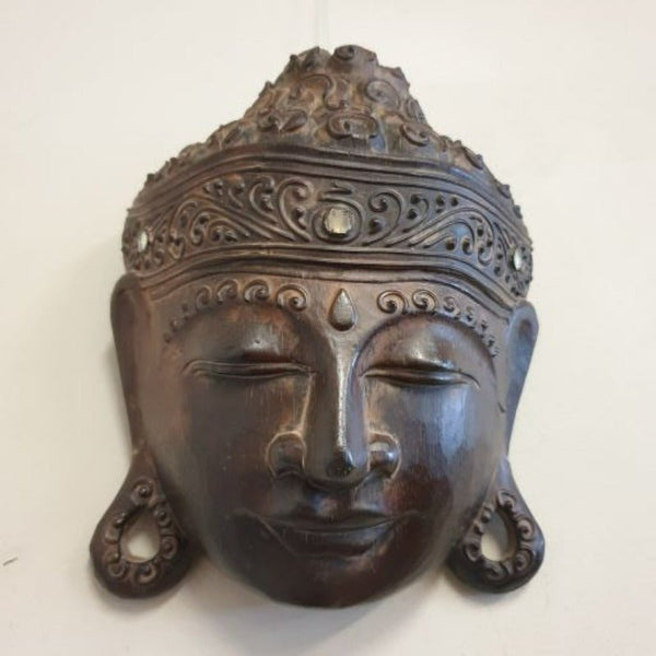 Buddha Face Head Mask Wall Hanging Decor 20cmH-Brown at World Of Decor NZ