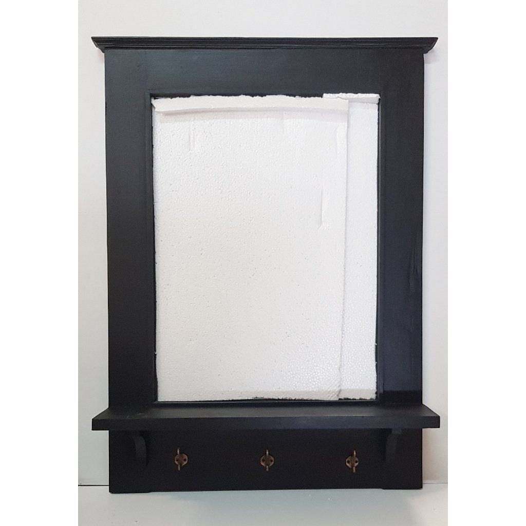 Wooden Mirror with Shelve-Black at World Of Decor NZ
