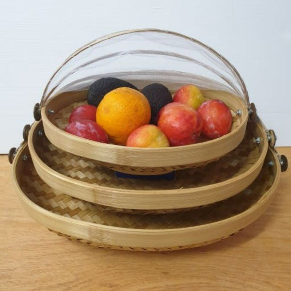 Food Cover Oval Bamboo Set of 3 - Natural Home Accessories at World Of Decor NZ