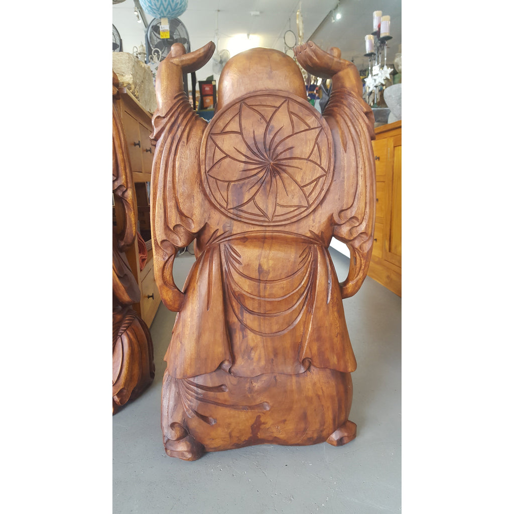 Carved Happy Standing Buddha 1 meter BUDDHA at World Of Decor NZ