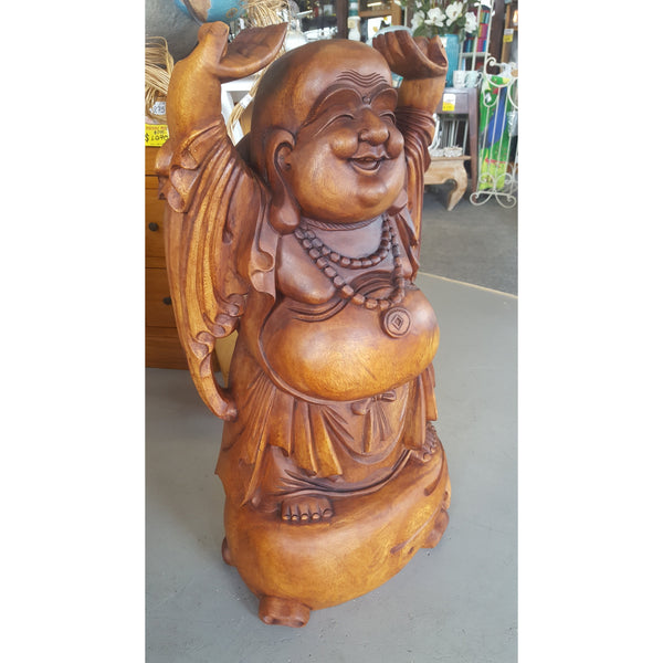 Carved Happy Standing Buddha 1 meter BUDDHA at World Of Decor NZ