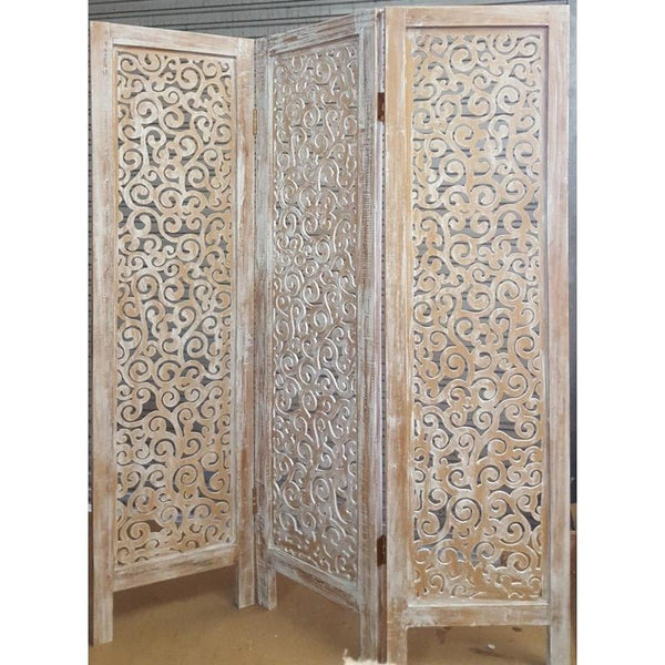 Wooden Screen Divider - Blackwash ROOM DIVIDER at World Of Decor NZ