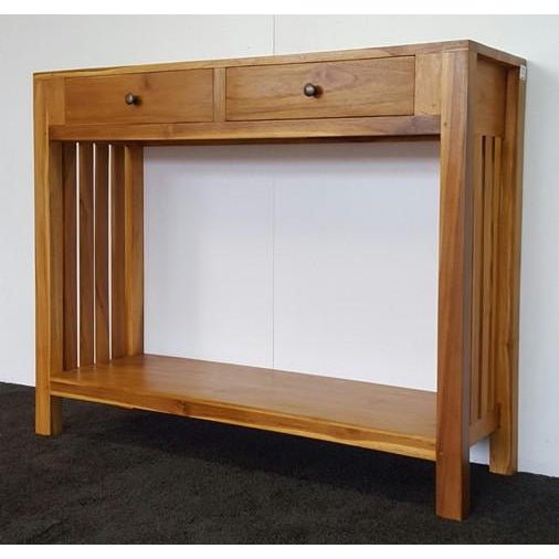 Teak Slat Sided Hall Table Hall table at World Of Decor NZ