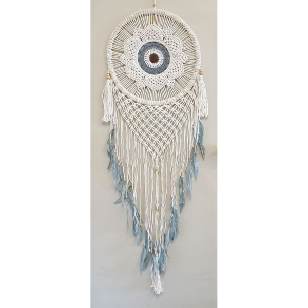 Lotus Crochet Dream Catcher Grey Feathers Dream Catchers at World Of Decor NZ