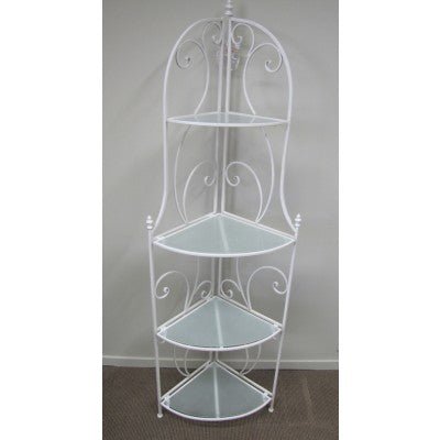 Corner Shelf Metal Unit - White BOOK CASE/DISPLAY UNIT at World Of Decor NZ