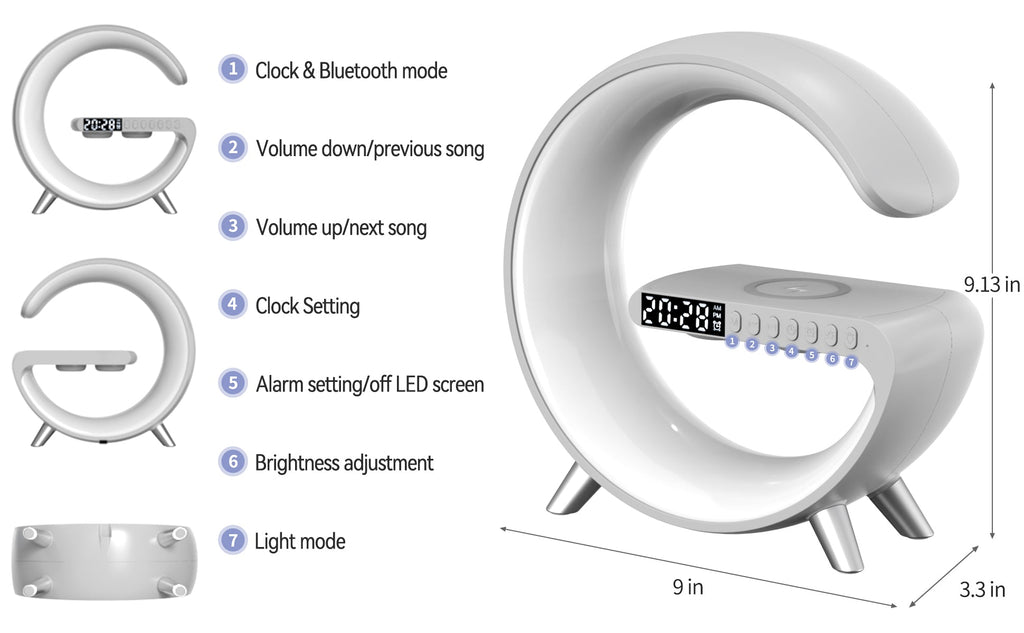 Multifunctional Wireless Charger 9 in 1 Smart Light Sound Machine Home Accessories at World Of Decor NZ