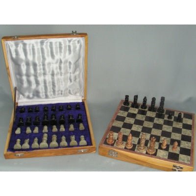 Chess Set Soap Stone Folding Case 12" at World Of Decor NZ