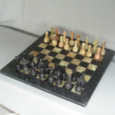Chess Set Green & Black Marble 16" at World Of Decor NZ
