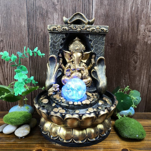 Wealth Ganesh w Rolling Ball Water Fountain WATER FOUNTAIN at World Of Decor NZ