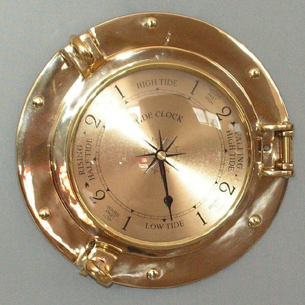 Porthole Tide Clock Brass 23cm at World Of Decor NZ