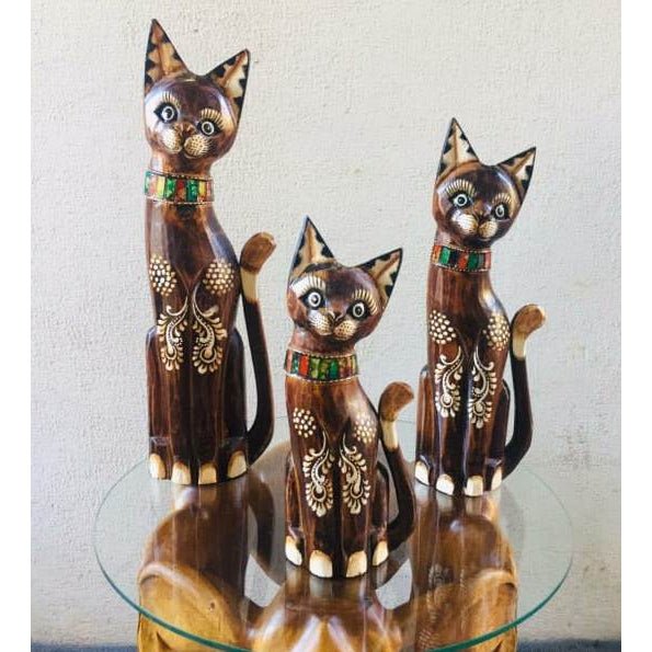 Wooden Cat with Mosaic-Small at World Of Decor NZ