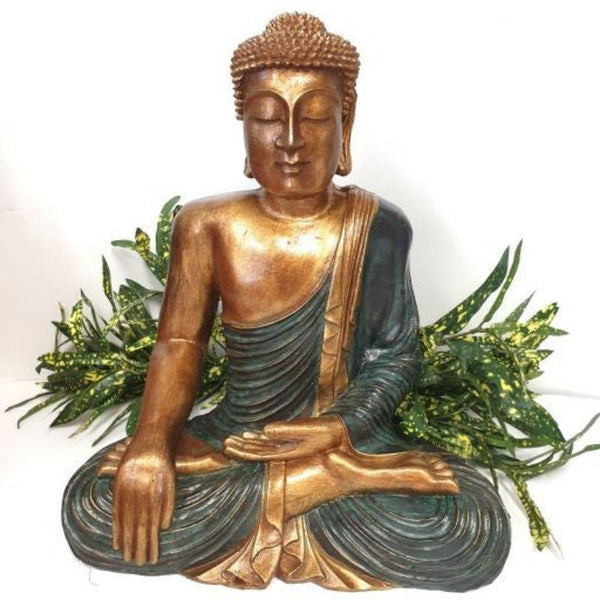 Buddha with Hand Down Sculpture/ Statue - Blackgold at World Of Decor NZ