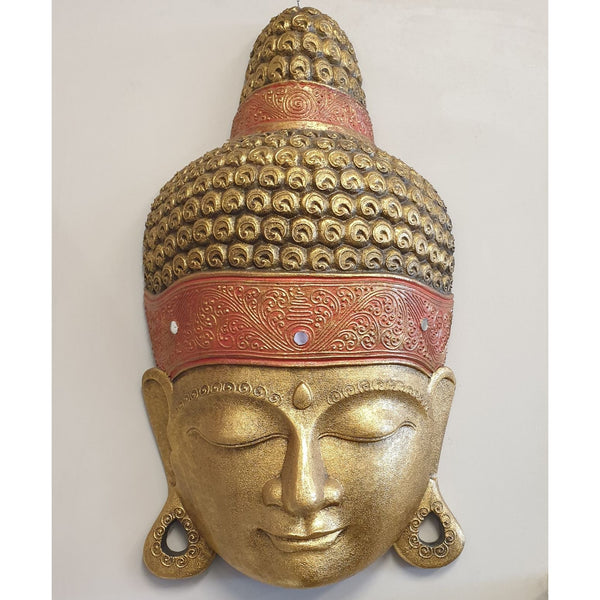 Buddha Face Head Mask Wall Art Hanging 70cm-Gold at World Of Decor NZ
