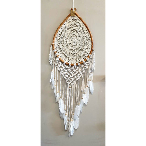 Tear Drop Macrame Rattan Dream Catcher Wall Hanging at World Of Decor NZ