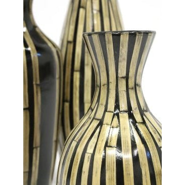 Zulu Bamboo Vase-Black & White 45cm at World Of Decor NZ