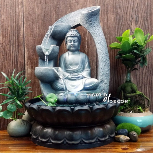 3 Tie Water Fountain Grey Buddha at World Of Decor NZ