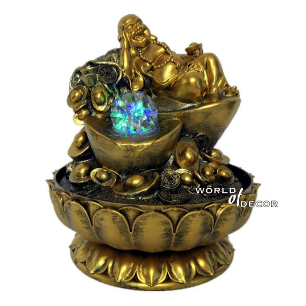 Good Fortune Lucky Buddha Gold Ingot Water Fountain at World Of Decor NZ