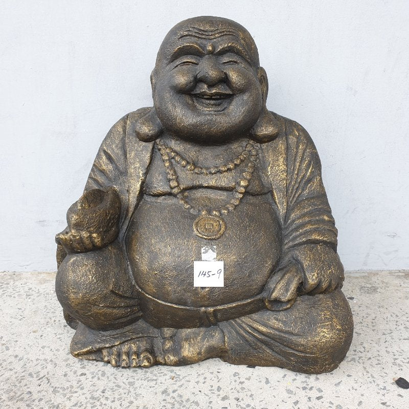 Happy Buddha Sitting With Ingot 60cm BUDDHA at World Of Decor NZ