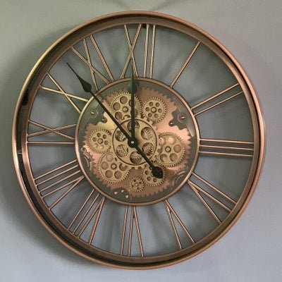 Copper Gear Clock With Glass Face 55cm at World Of Decor NZ