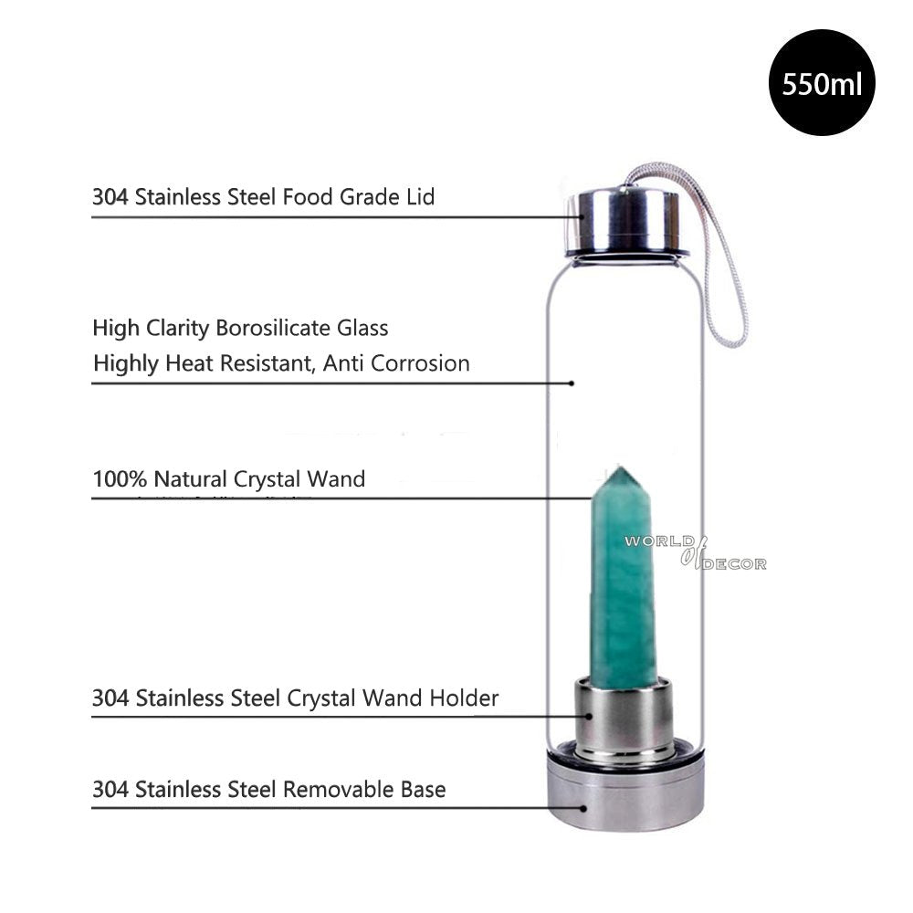 Crystal Water Bottle - Lapis Lazuli Point CRYSTAL BOTTLE at World Of Decor NZ
