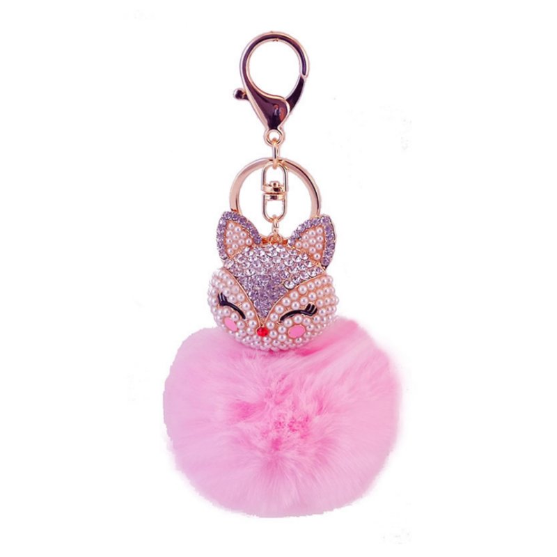 Diamante Key Ring-Fuzzy Fox Pink at World Of Decor NZ