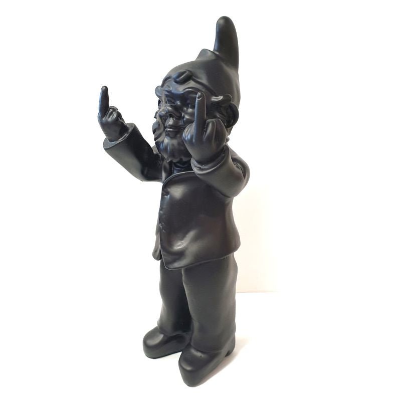 Double Finger Gnome - Matt Black Poly Resin Figurines & Animals at World Of Decor NZ
