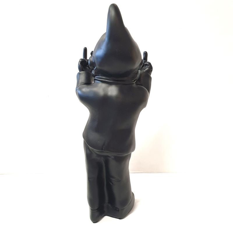 Double Finger Gnome - Matt Black Poly Resin Figurines & Animals at World Of Decor NZ