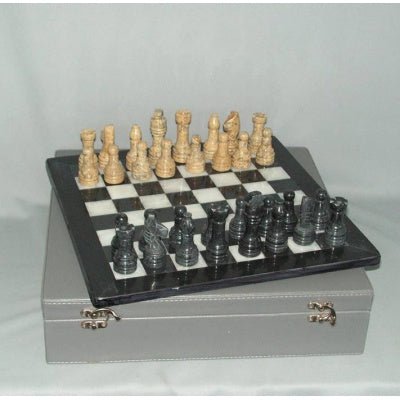 Chess Set Marble with Leather Box 12" at World Of Decor NZ