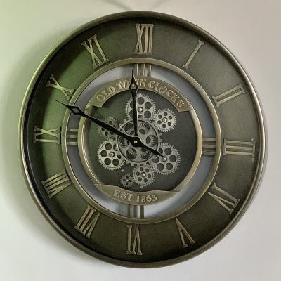 Gunmetal Gear Clock 60cm at World Of Decor NZ
