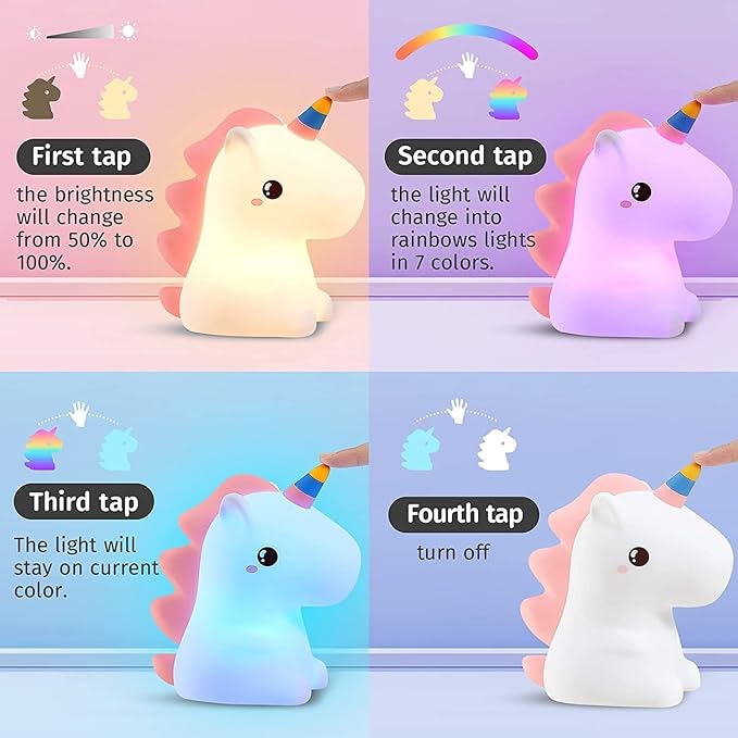 Soft Touch Silicone LED Unicorn LAMP at World Of Decor NZ