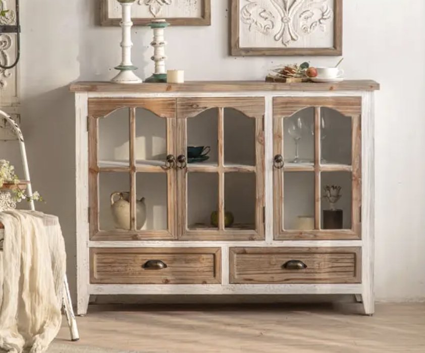 2 Tone Glass Cabinet 2 tone 91cm Furniture at World Of Decor NZ