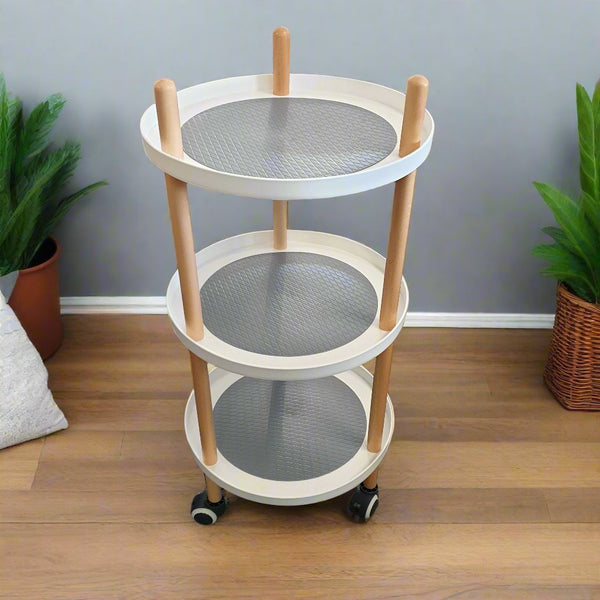 3 Tier Serving Trolley Round 39x84cm SIDE TABLE at World Of Decor NZ