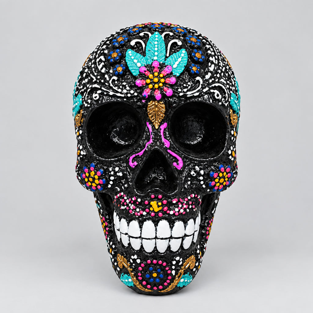 Skull Psychedelic 17cm-Green SCULPTURE/ORNAMENT & ANIMAL at World Of Decor NZ