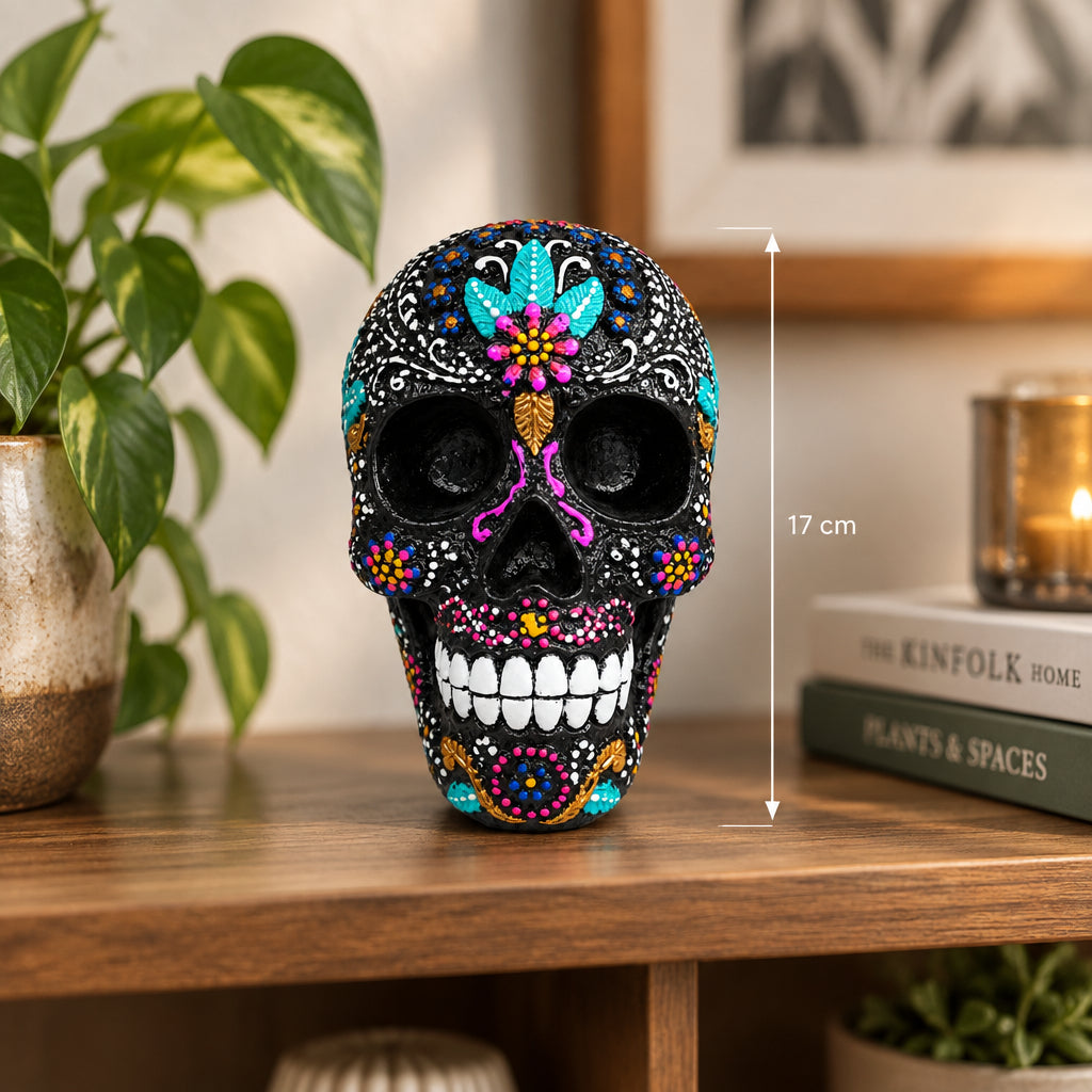 Skull Psychedelic 17cm-Green SCULPTURE/ORNAMENT & ANIMAL at World Of Decor NZ