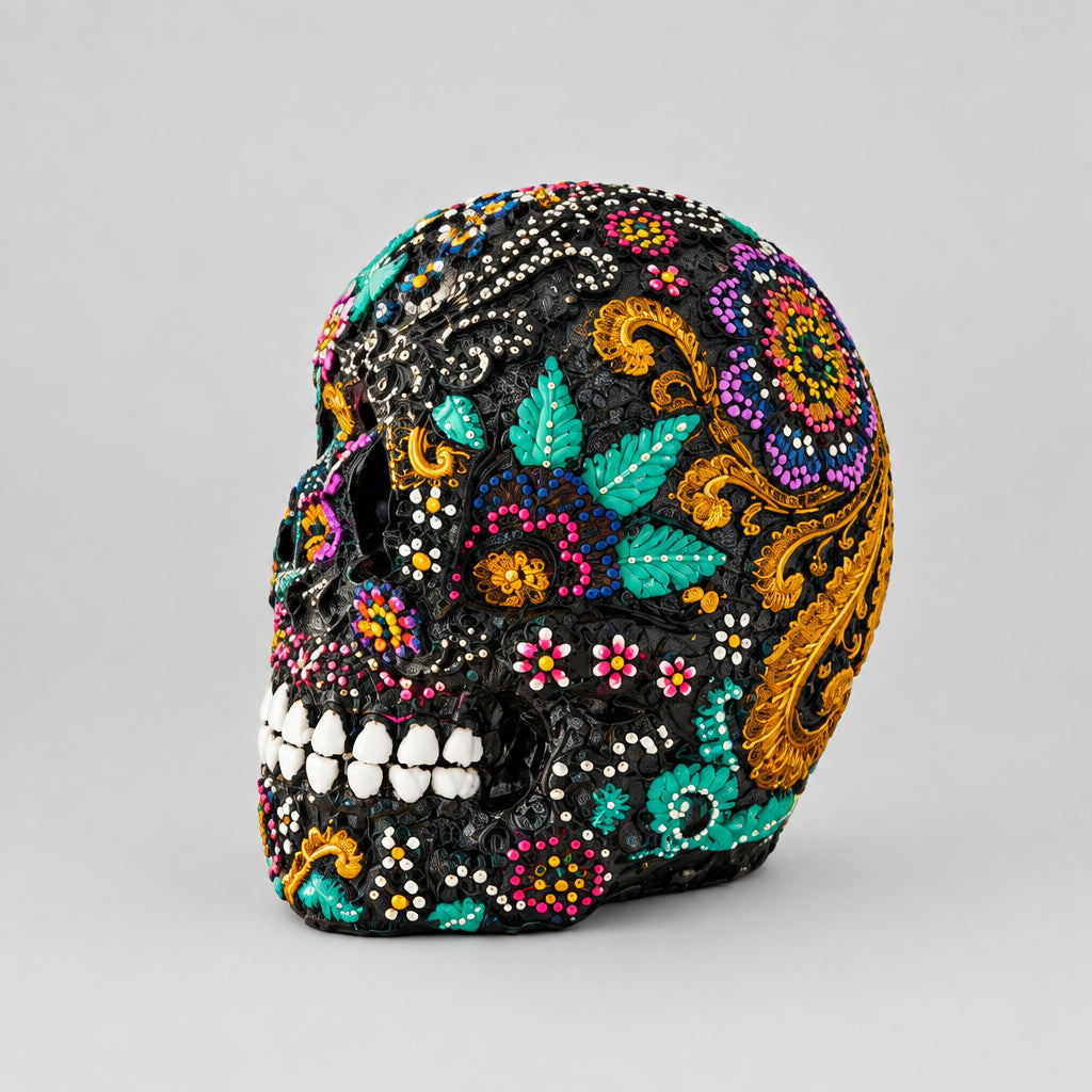 Skull Psychedelic 17cm-Green SCULPTURE/ORNAMENT & ANIMAL at World Of Decor NZ