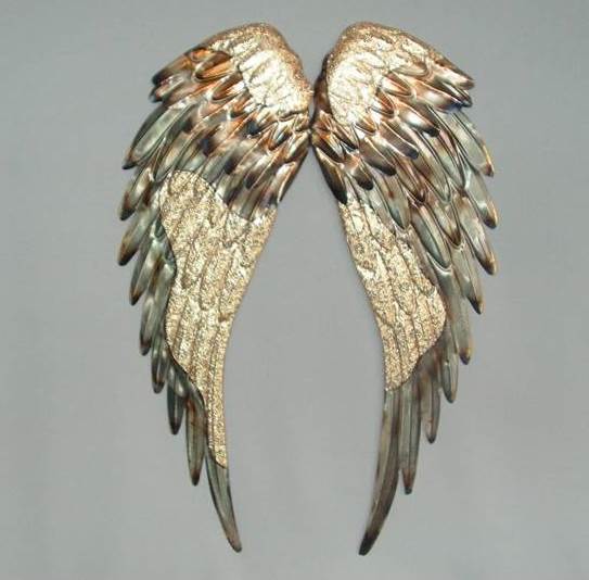 Angel Wings Wall Hanging - Green And Gold WALLHANGING at World Of Decor NZ