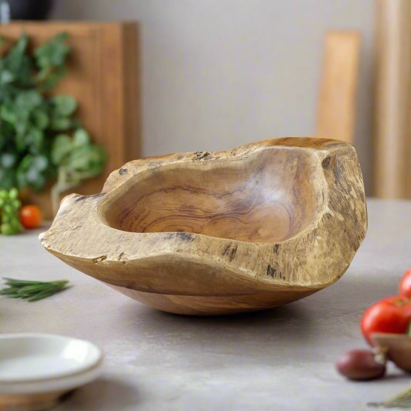 Arosi Teak Rustic Bowl 35cm at World Of Decor NZ